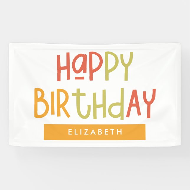 Happy Birthday Preppy Playful Fun Simple Greeting Banner (Horizontal)
