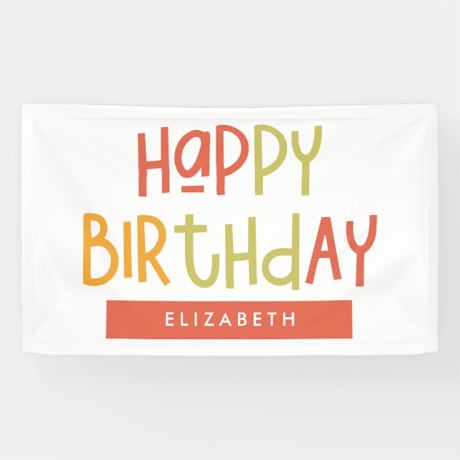 Happy Birthday Preppy Playful Fun Simple Greeting Banner (Horizontal)