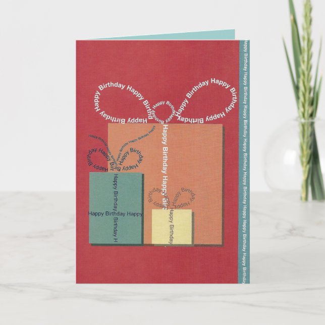 Happy Birthday Present Gift Bow Card (Front)