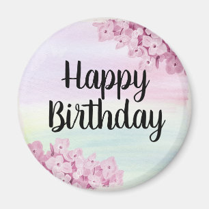 Happy Birthday Pretty Floral Vintage Pastel Magnet
