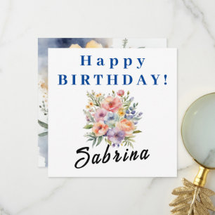 Happy Birthday Pretty Flowers Congratulation Card