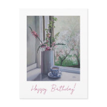 Happy birthday pretty pink spring flowers floral