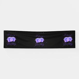 Happy Birthday Pretty Purple 2.5x10 Vinyl Banner