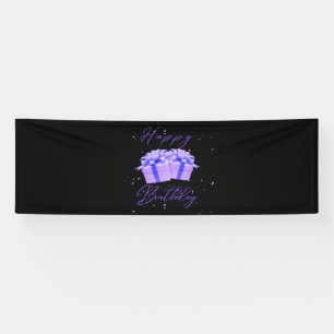Happy Birthday Pretty Purple 2.5x8 Vinyl Banner