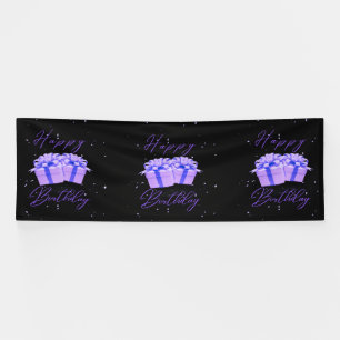 Happy Birthday Pretty Purple 4x12 Vinyl Banner
