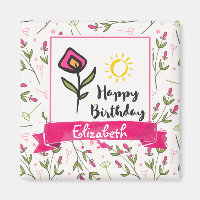 Happy Birthday - Pretty Wildlflowers and Sun