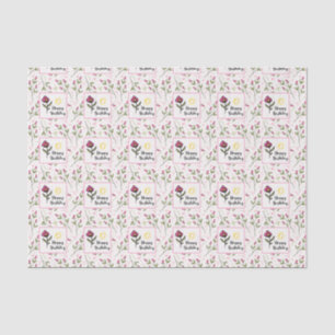 Happy Birthday - Pretty Wildlflowers and Sun Tissue Paper