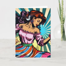 Happy Birthday Pretty Woman Dancing Salsa Pop Art