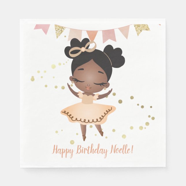 Happy Birthday! Princess Ballerina w/Bow Napkin (Front)