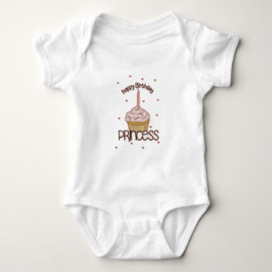Happy Birthday Princess Cupcake Baby Bodysuit