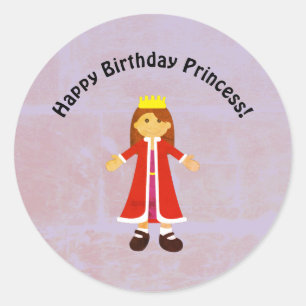 Happy Birthday  Princess Cute Princess Rag Doll Classic Round Sticker