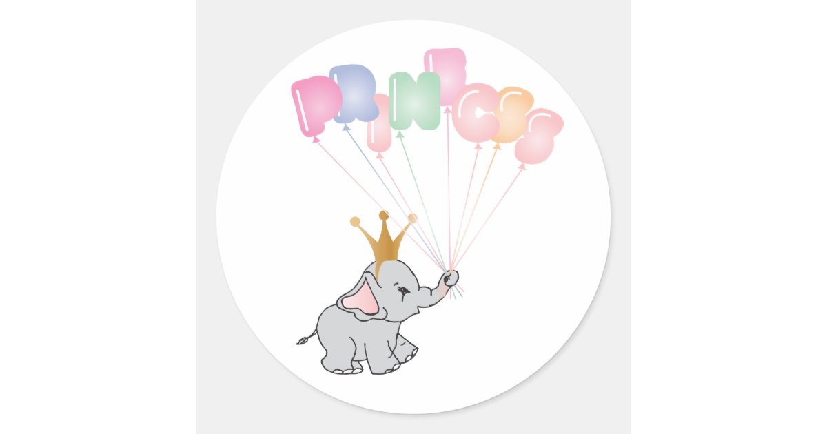 Happy Birthday Princess Images Baby Elephant Classic Round Sticker | Zazzle