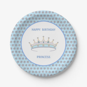 Happy Birthday Princess & Tiara & Diamond Confetti Paper Plate