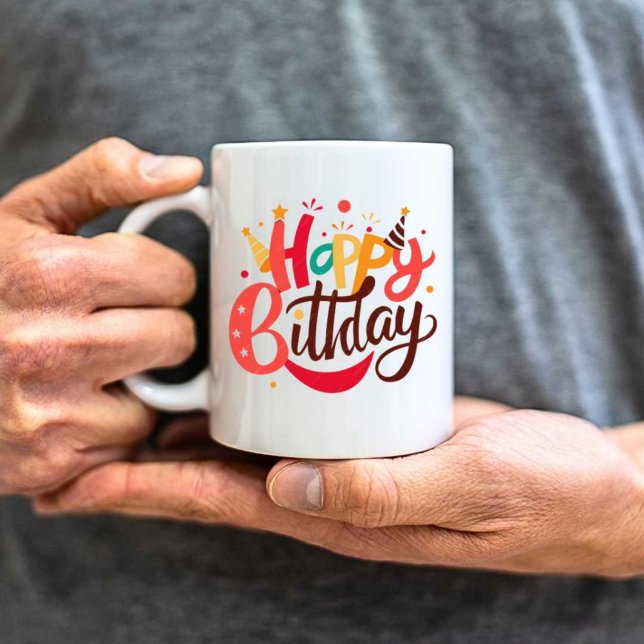 Happy birthday Print Modern White Coffee Mug  (Creator Uploaded)