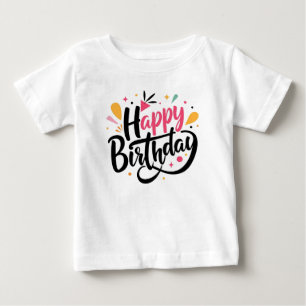 Happy birthday Print Modern White T-shirt 