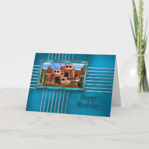 HAPPY BIRTHDAY - PUEBLO HOUSES - INDIAN COLLECTION CARD