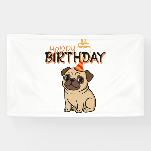 HAPPY BIRTHDAY PUG BANNER (Horizontal)