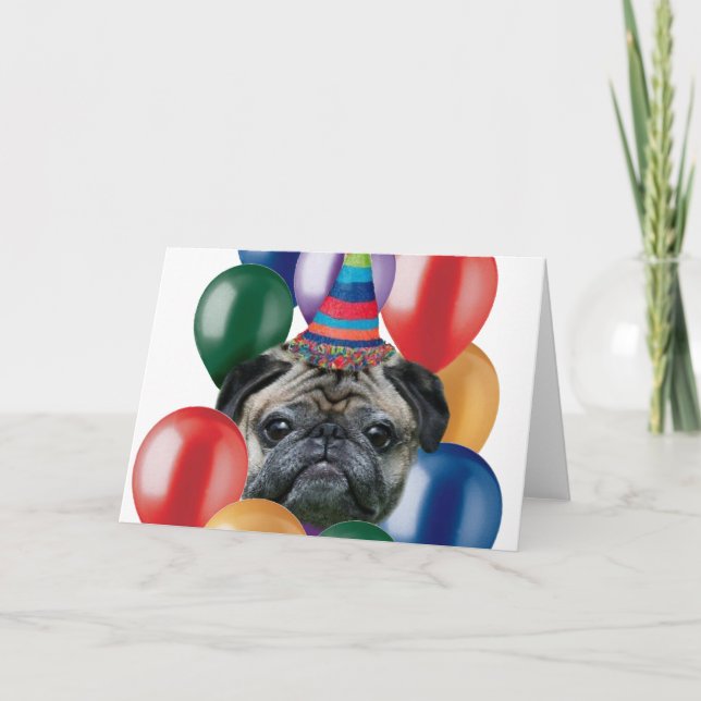 Happy birthday Pug dog Card (Front)