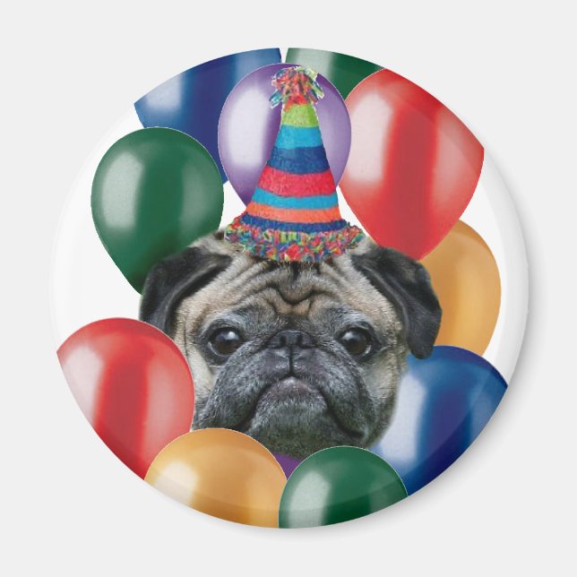 Happy birthday Pug dog Magnet (Front)