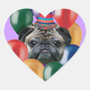 Happy Birthday pug dog Stickers