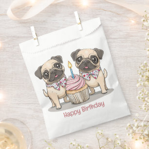 Happy Birthday Pug Dogs Cupcake Favour Bag