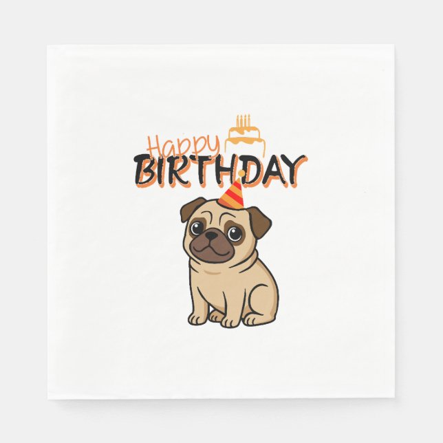 HAPPY BIRTHDAY PUG NAPKIN (Front)