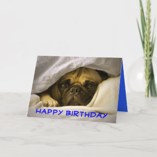 Happy Birthday Pug Puppy Dog Greeting Card