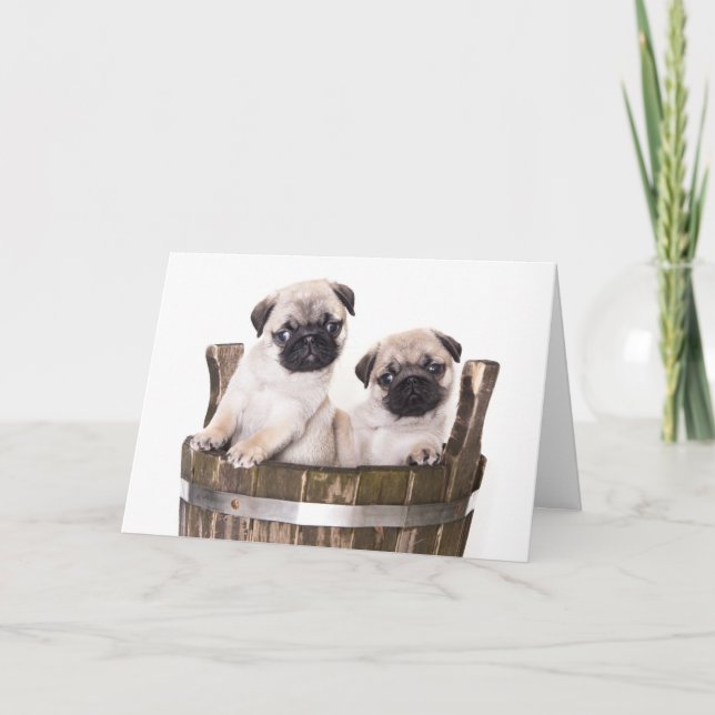 Happy Birthday Pug Puppy Dog Greeting Card - Verse (Front)