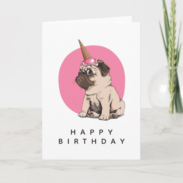 Happy Birthday | Pugicorn Card (Front)