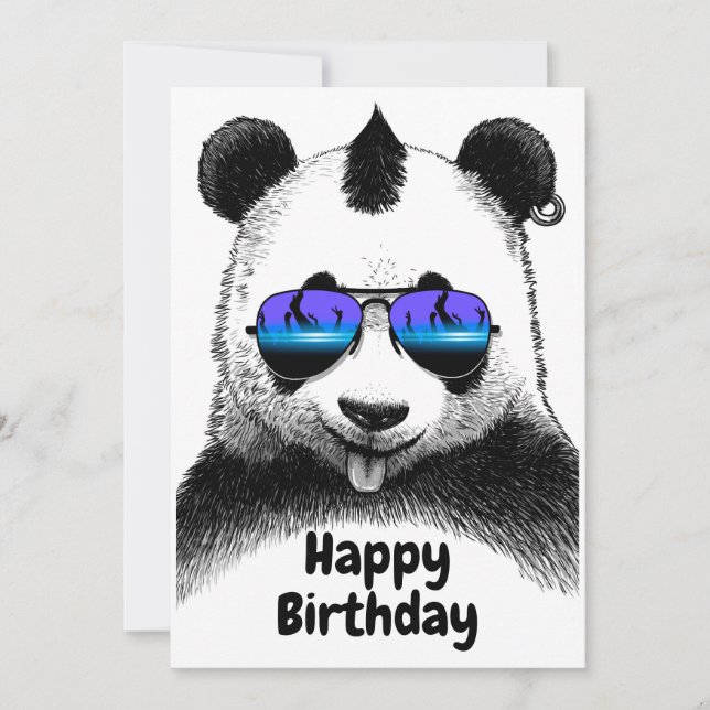 Happy Birthday Punk Panda Invitation (Front)