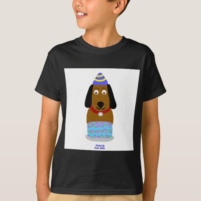 Happy Birthday Pup Boy's Black Basic T Shirt (Front)