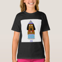 Happy Birthday Pup Girl's Black Basic T Shirt