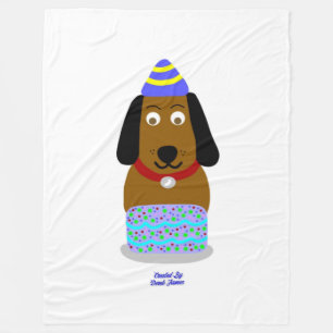 Happy Birthday Pup Large Fleece Blanket