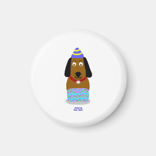 Happy Birthday Pup Round Magnet