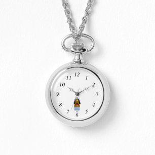 Happy Birthday Pup Silver Necklace Watch