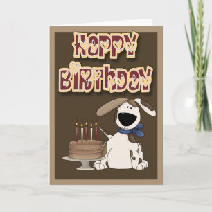 Happy Birthday Puppy Dog And Cake Card