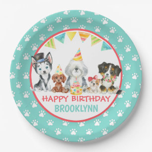 Happy Birthday Puppy Party Paper Plate