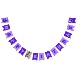 Happy Birthday Purple Balloons Party Photo Bunting Flags