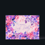 Happy Birthday Purple Garden Floral Blush Card<br><div class="desc">A modern and beautiful birthday card featuring a romantic garden floral design. Perfect for any age birthday.</div>