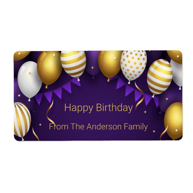 Happy Birthday - Purple/Gold Personalize  (Front)