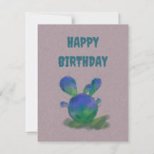 Happy Birthday Purple & Green Cactus Greeting Card