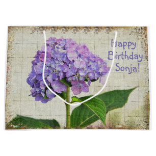 Happy Birthday Purple Hydrangea Large Gift Bag
