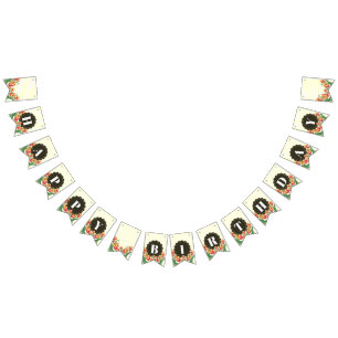 Happy Birthday Purple Iris Black White Polka Dots Bunting Flags