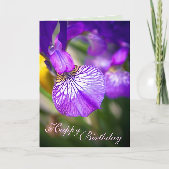 Happy Birthday (Purple Iris Card) - customizable Card (Front)