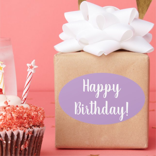 Happy Birthday Purple Lilac Oval Sticker (Party)