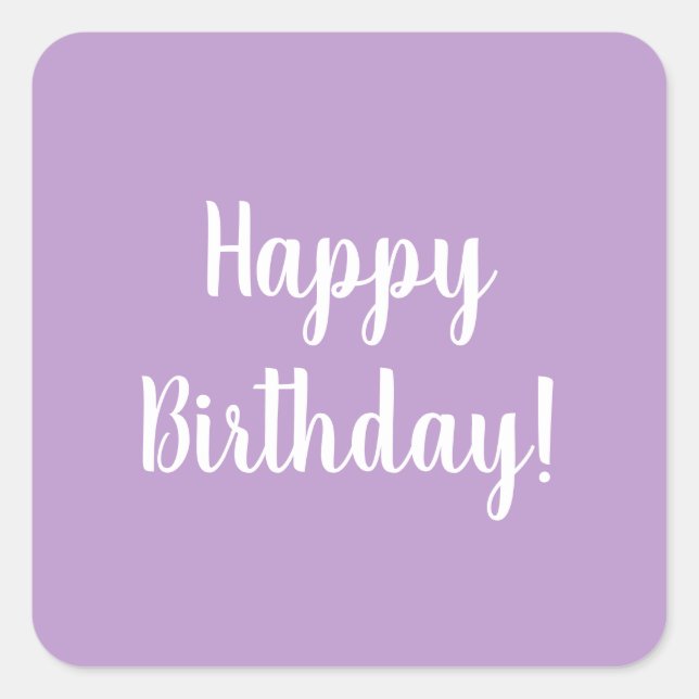 Happy Birthday Purple Lilac Typography Square Sticker (Front)