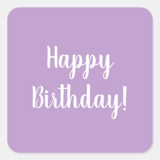 Happy Birthday Purple Lilac Typography Square Sticker