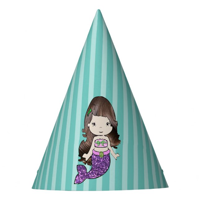 Happy Birthday Purple Mermaid Birthday Hat (Front)