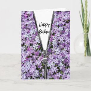 Happy Birthday Purple Phlox with Zipper Card