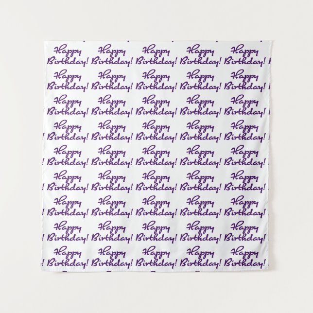 Happy Birthday Purple Script Selfie Background Tapestry (Front)